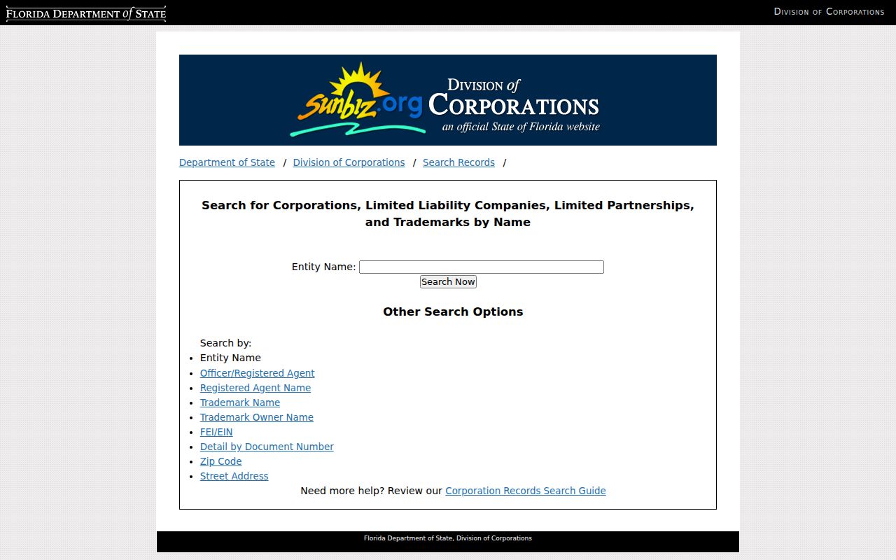 Plant City previous residents Sunbiz entity search